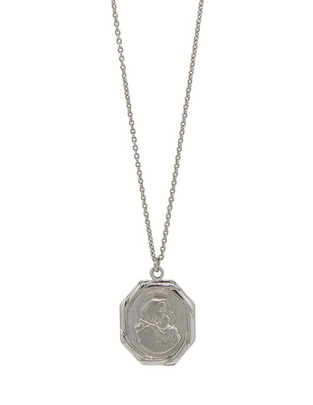 Collar con dije de octagonal Artre Virgen Niño de plata P 925 1