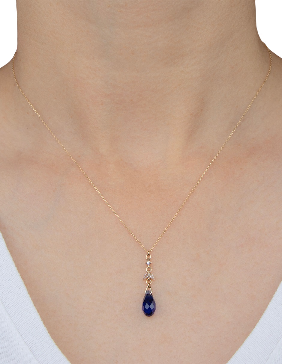 Collar con dije de gota carré briolettes