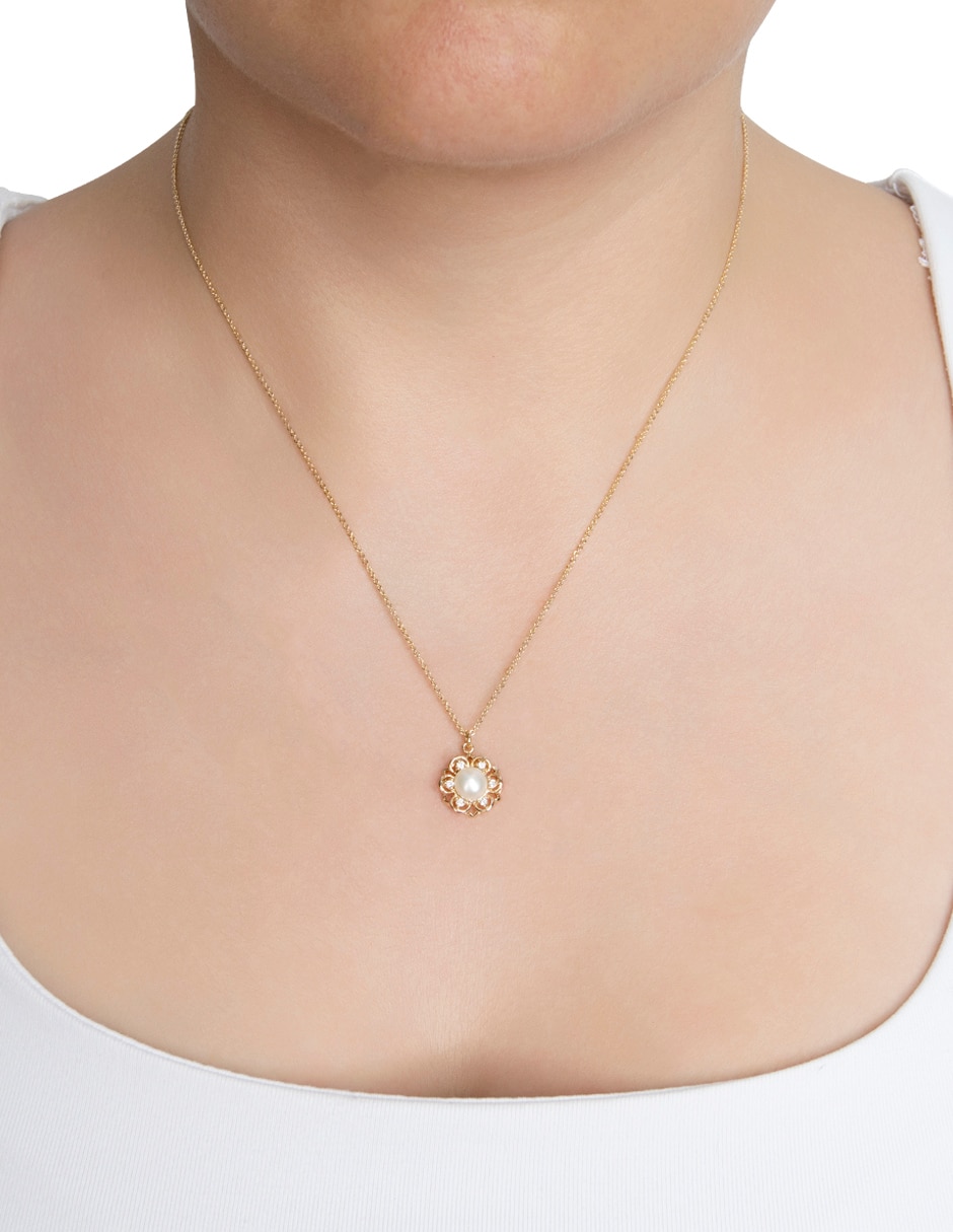 Collar con dije de flor filigrana de plata p 925