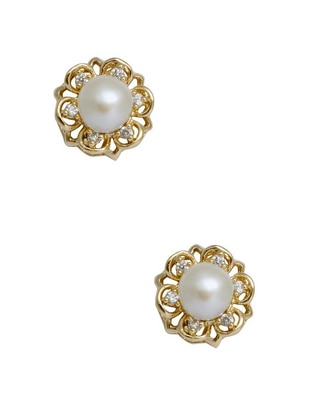 Aretes de flor westies de plata p 925 con acabado pulido perla