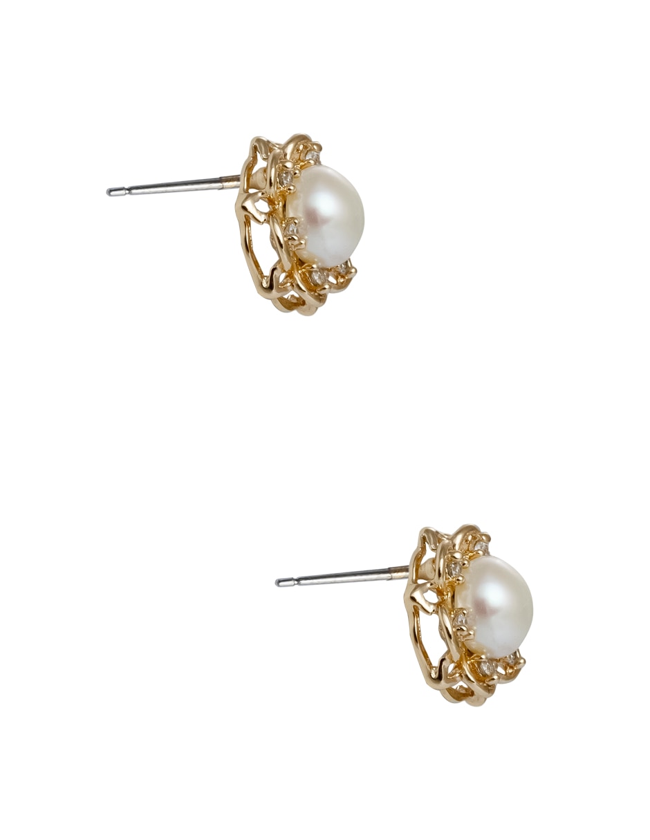 Aretes de flor westies de plata p 925 con acabado pulido perla