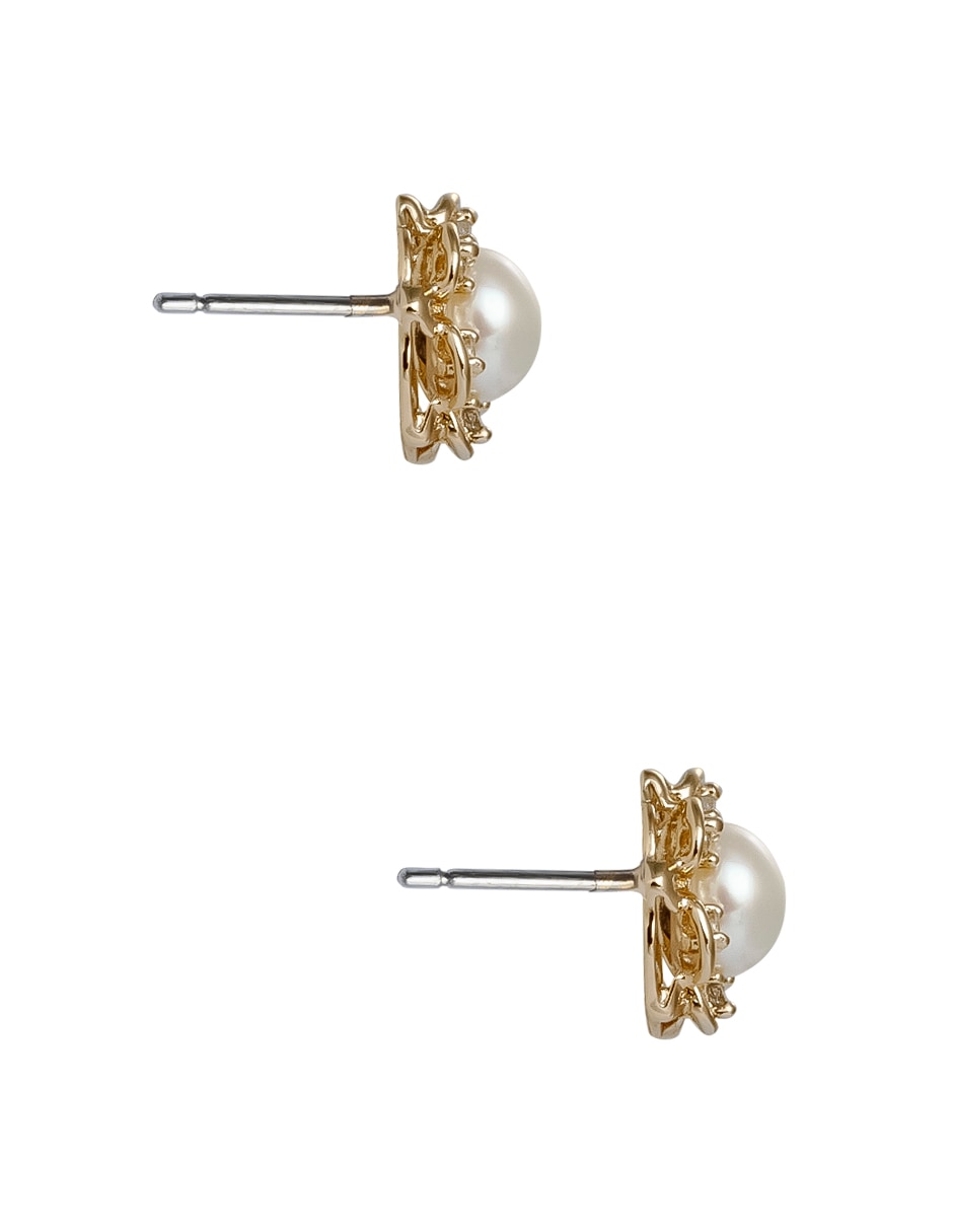 Aretes de flor westies de plata p 925 con acabado pulido perla