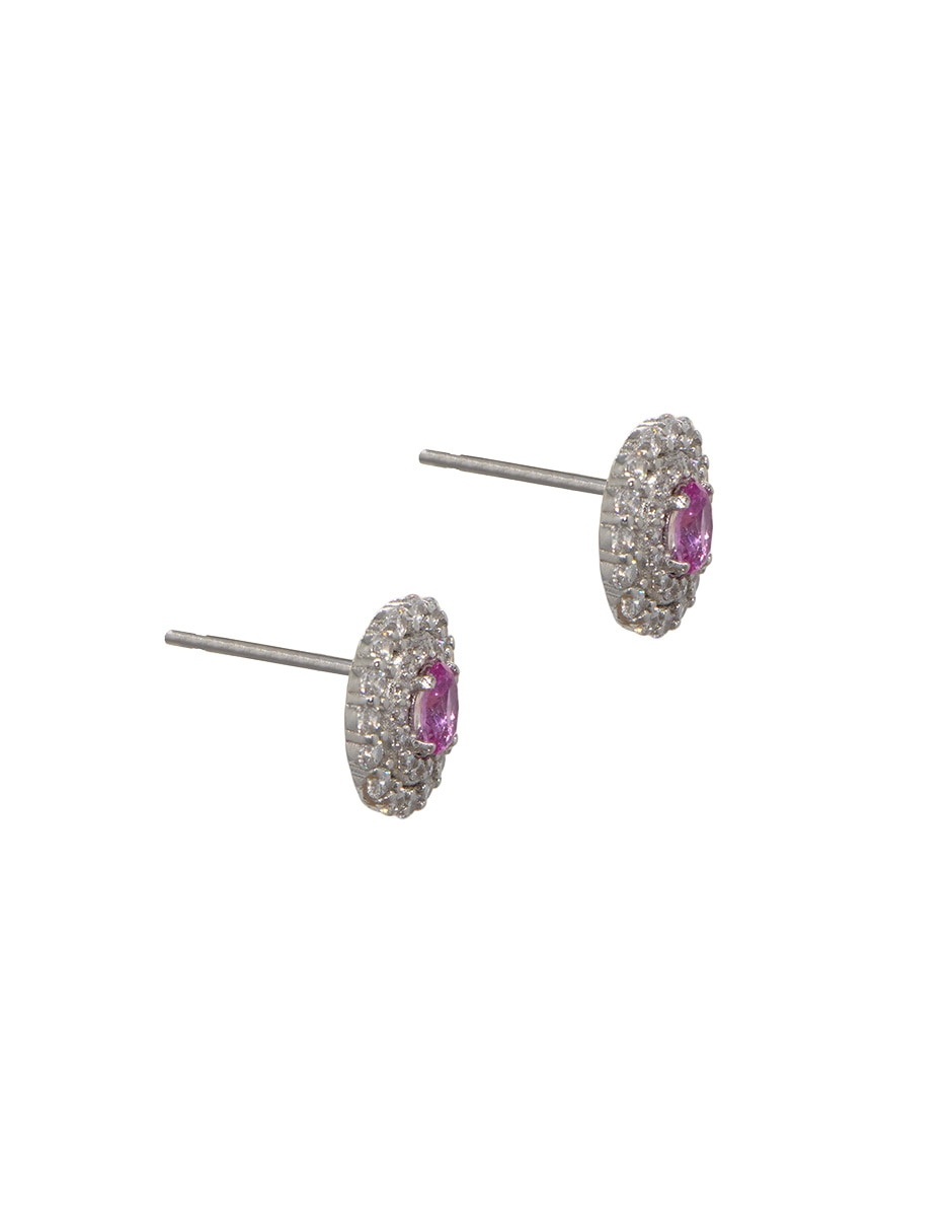 Broqueles Carré de plata P 925 con acabado pavé zirconia