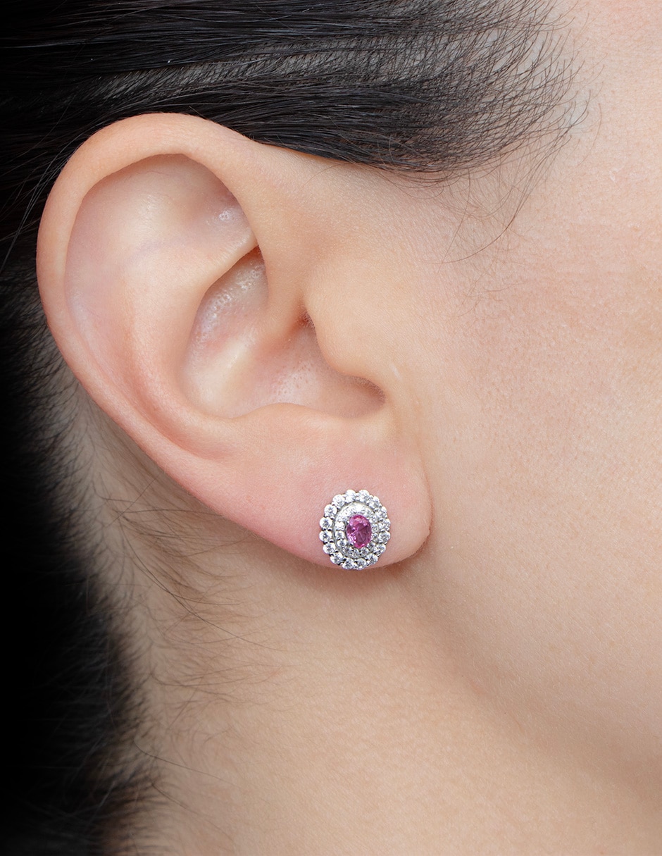 Broqueles Carré de plata P 925 con acabado pavé zirconia