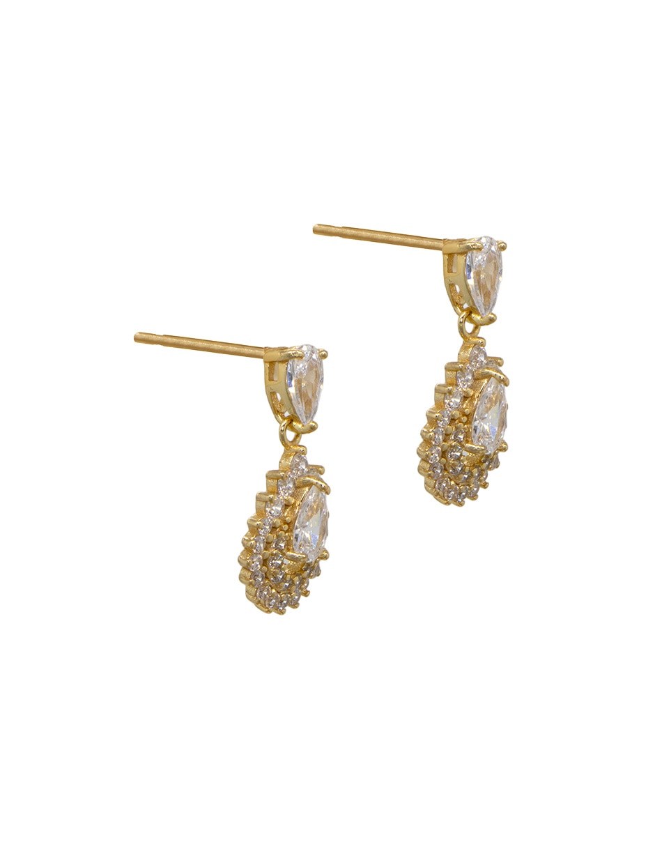 Aretes de gota carré de plata p 925 con acabado pavé zirconia