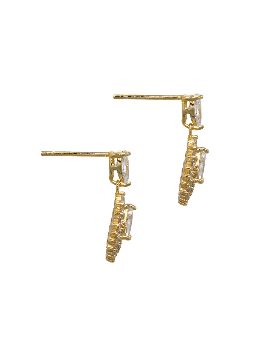 Aretes de gota carré de plata p 925 con acabado pavé zirconia