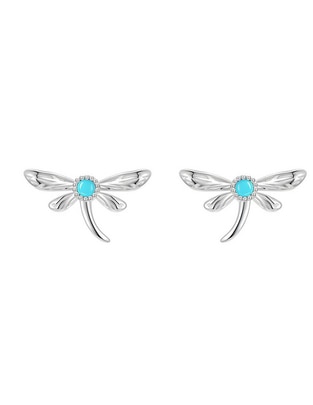 Broqueles de libélula Glam Pop de plata P 925 con acabado baño de rodio turquesa