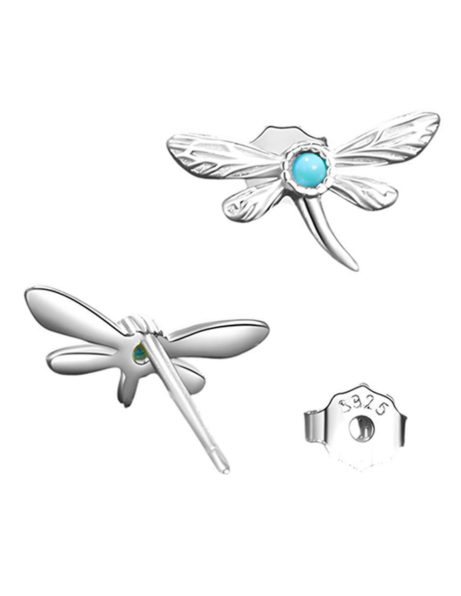 Broqueles de libélula Glam Pop de plata P 925 con acabado baño de rodio turquesa