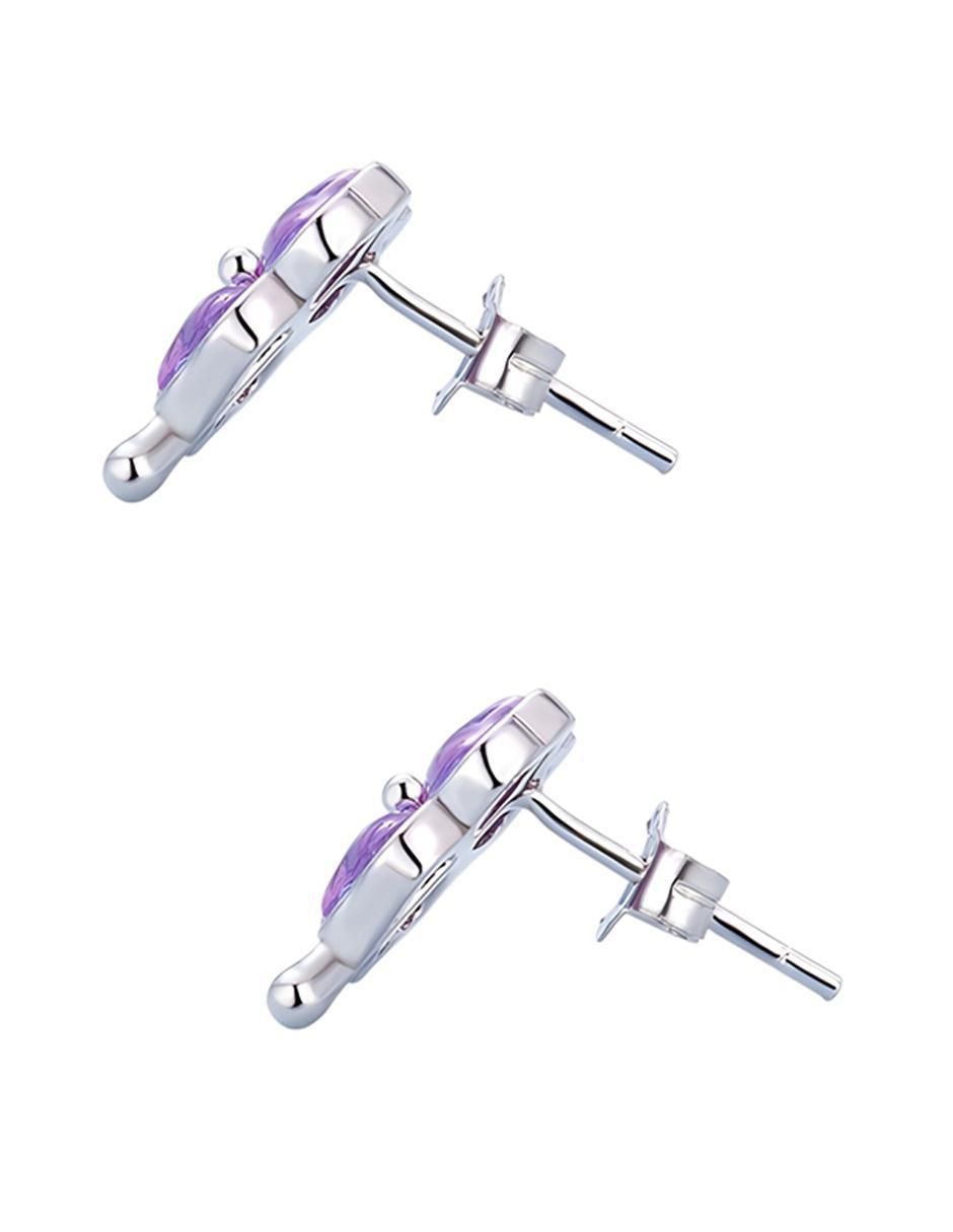 Broqueles de trébol de plata P 925 con acabado baño de rodio cristal 2