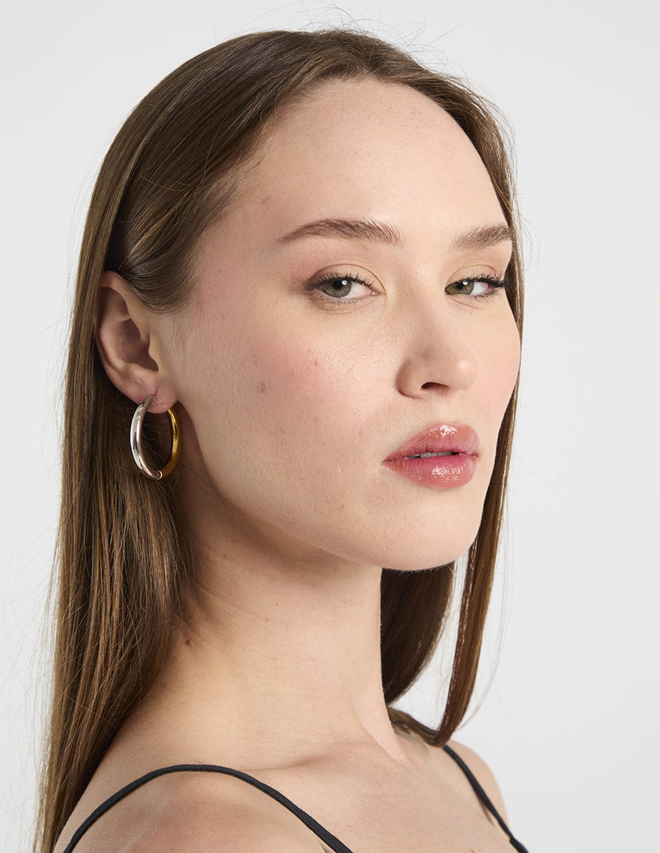 Aretes de aro con acabado brillante 4