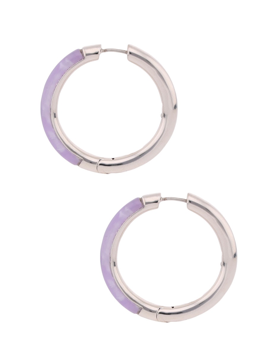 Aretes de aro con acabado brillante