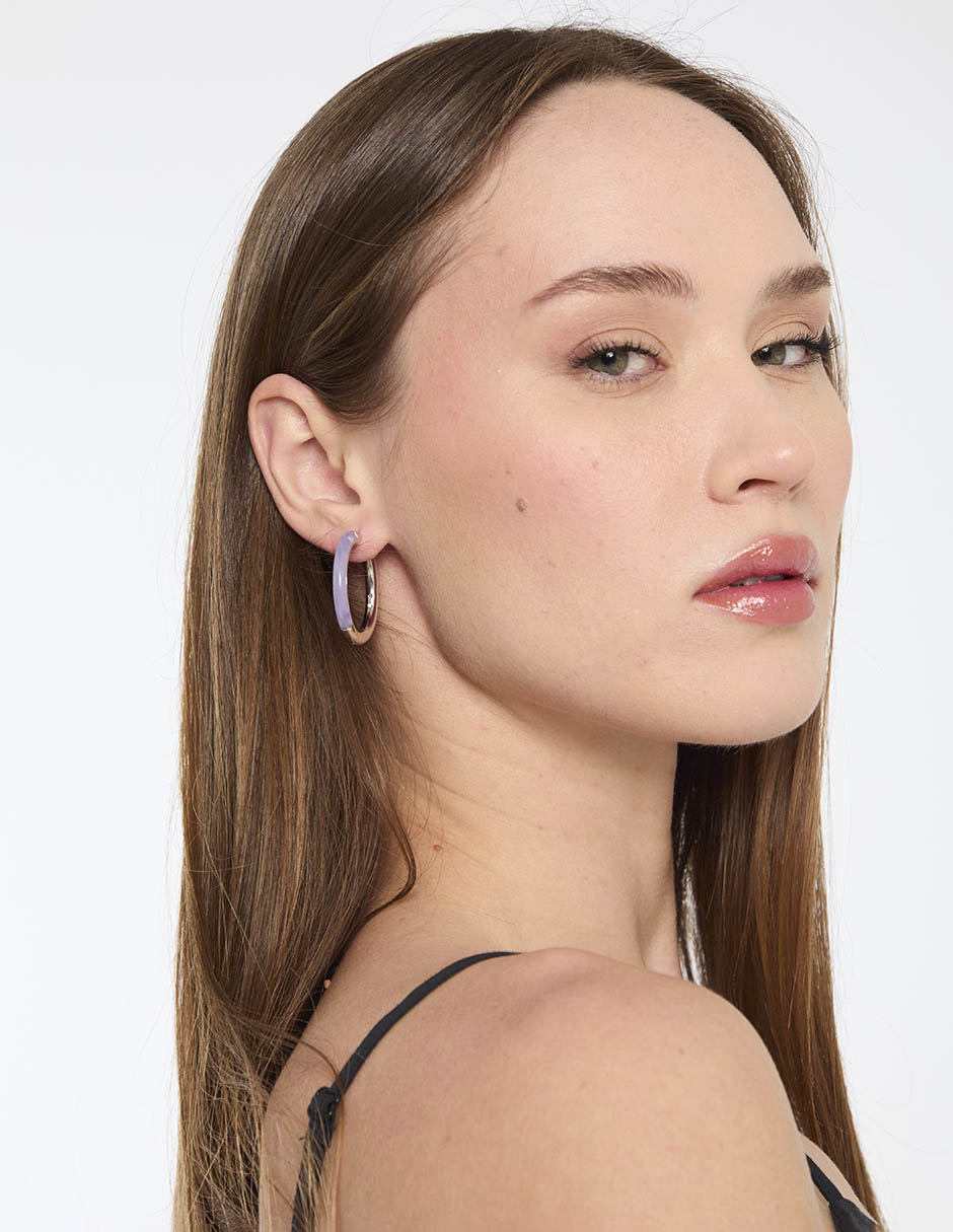 Aretes de aro con acabado brillante 4