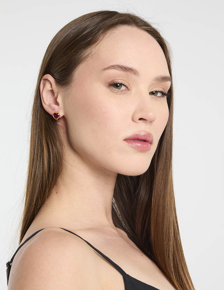 Aretes de corazón con acabado pulido 2