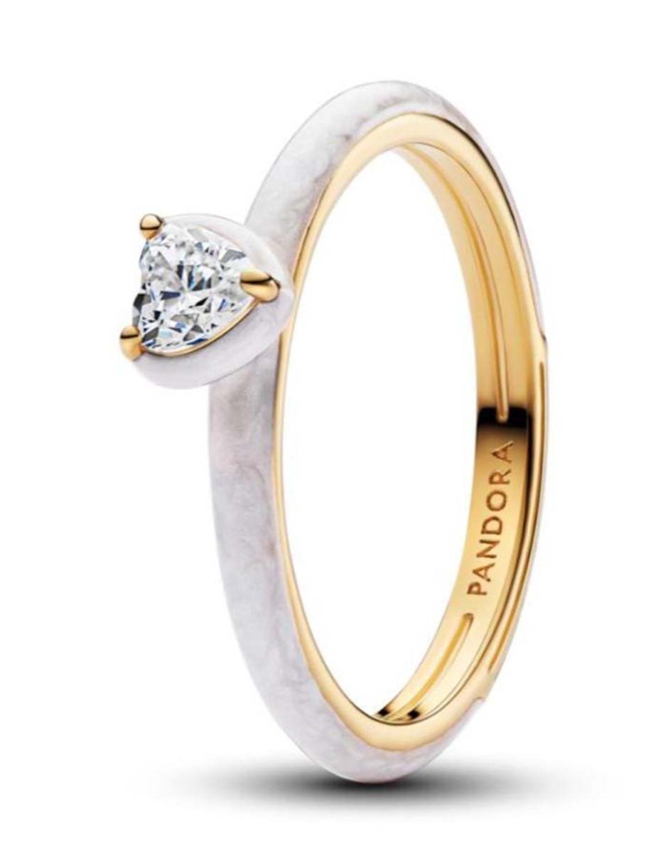 Anillo de corazón ME de plata P 925 zirconia cúbica con acabado baño de oro