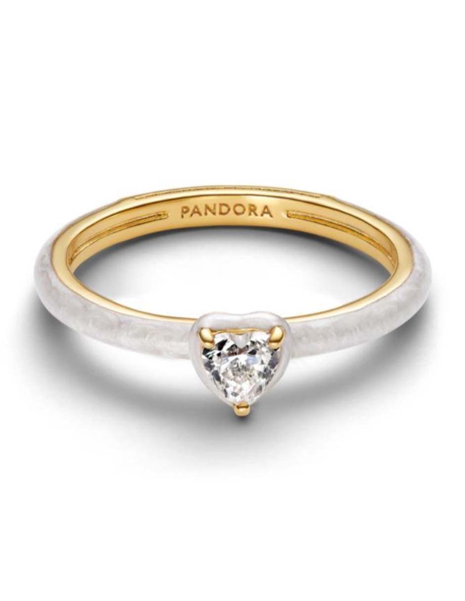 Anillo de corazón ME de plata P 925 zirconia cúbica con acabado baño de oro 2