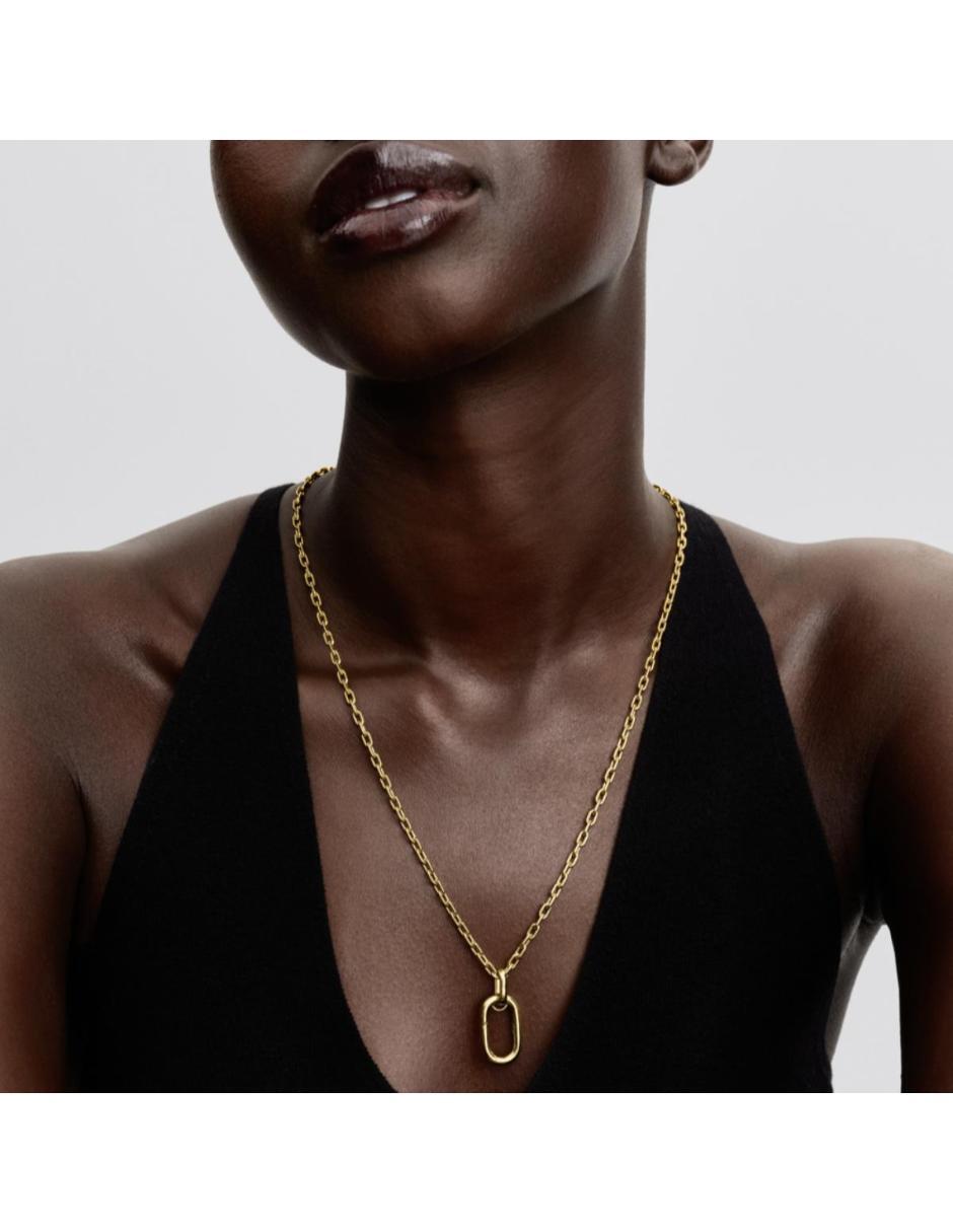 Collar con dije de eslabones de plata con acabado baño de oro P 925 2
