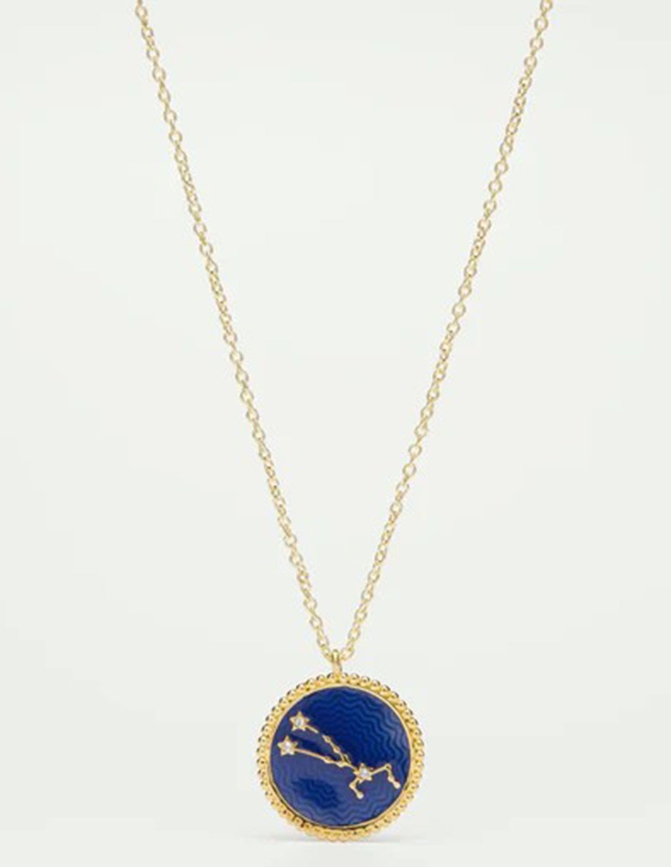 Collar con dije de signo zodiacal Les Néréides Constelación Libra de baño de oro 18 K