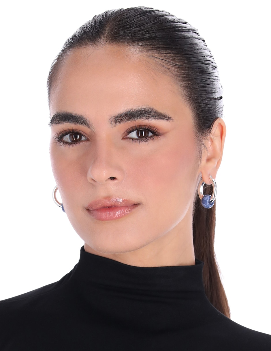 Aretes circulares Holiday Beads con acabado brillante 3