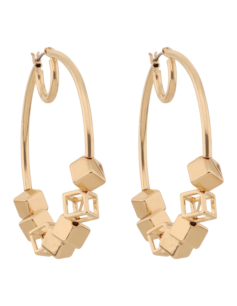 Arracadas Gold Cubes con acabado brillante 2