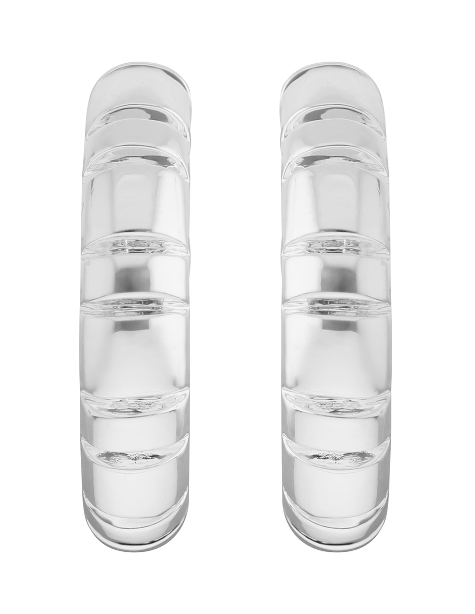 Aretes de aro Cyber Silver con acabado brillante