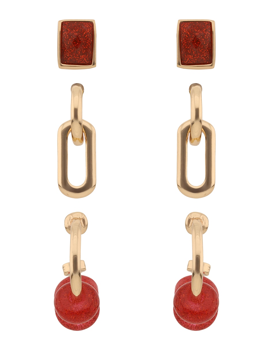 Set de aretes cuadrados Holiday Beads con acabado brillante Set de aretes cuadrados Holiday Beads con acabado brillante