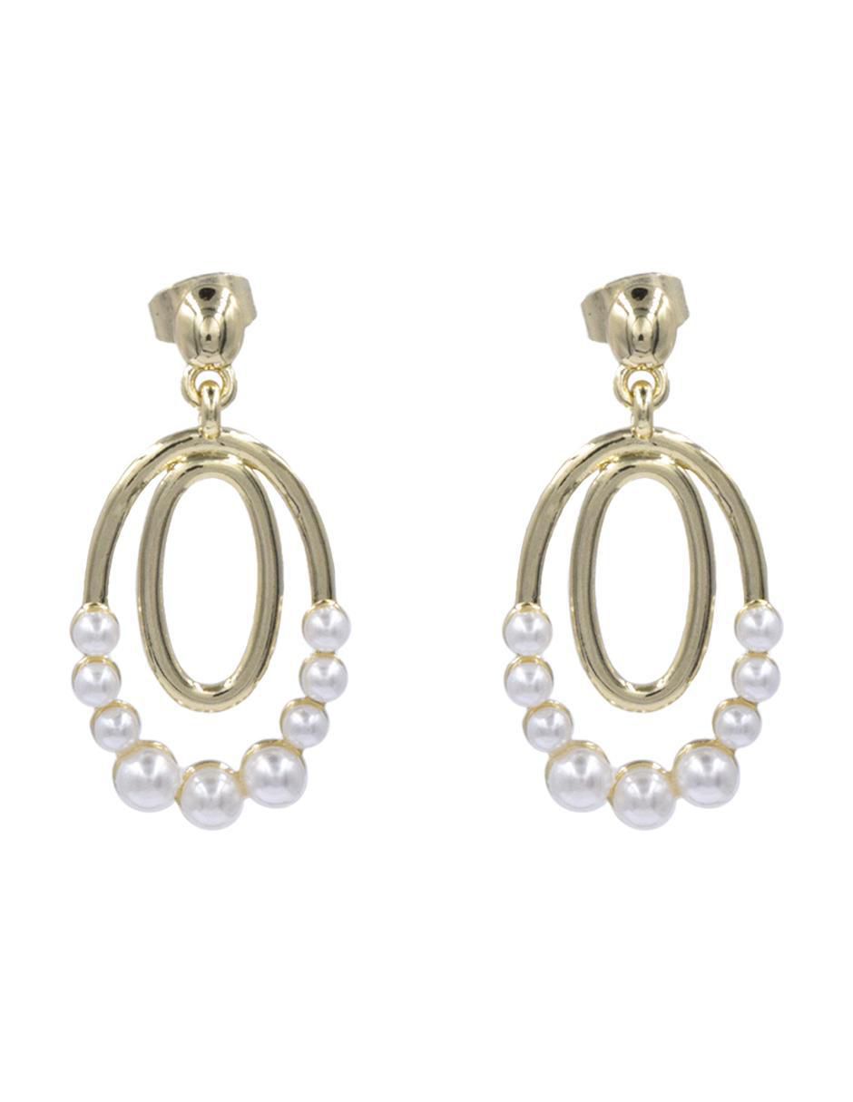 Aretes ovalados 14 K con acabado chapa de oro perla