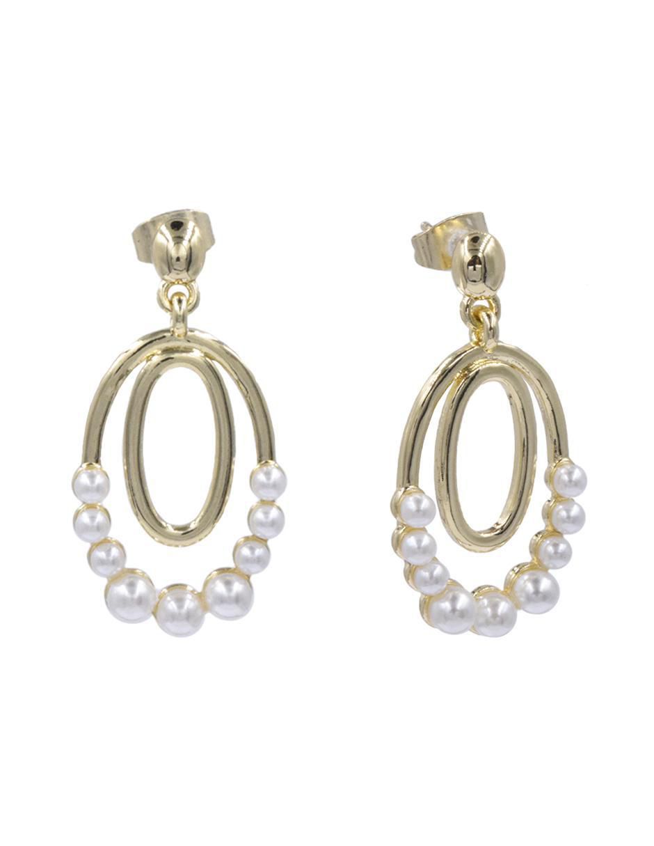 Aretes ovalados 14 K con acabado chapa de oro perla 3