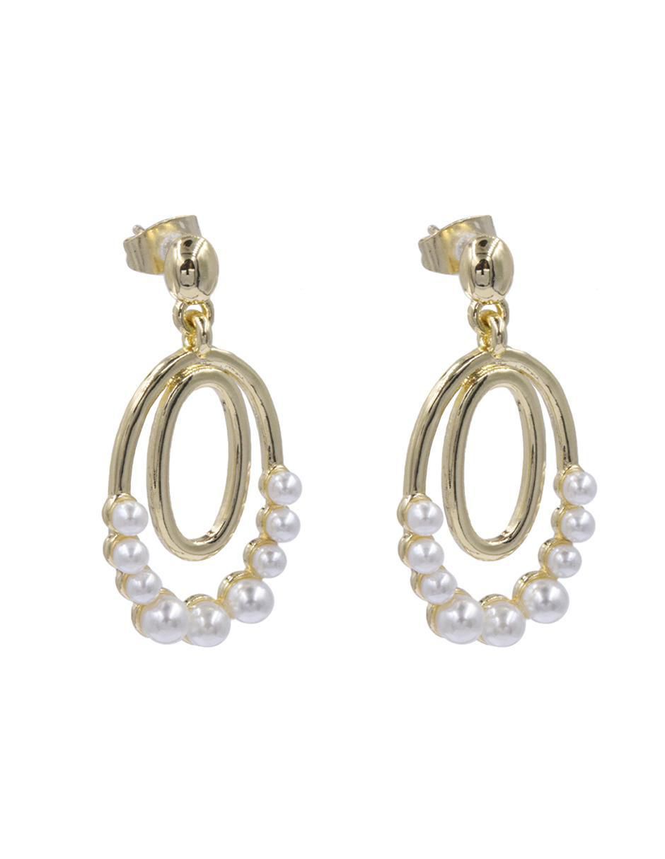 Aretes ovalados 14 K con acabado chapa de oro perla 4