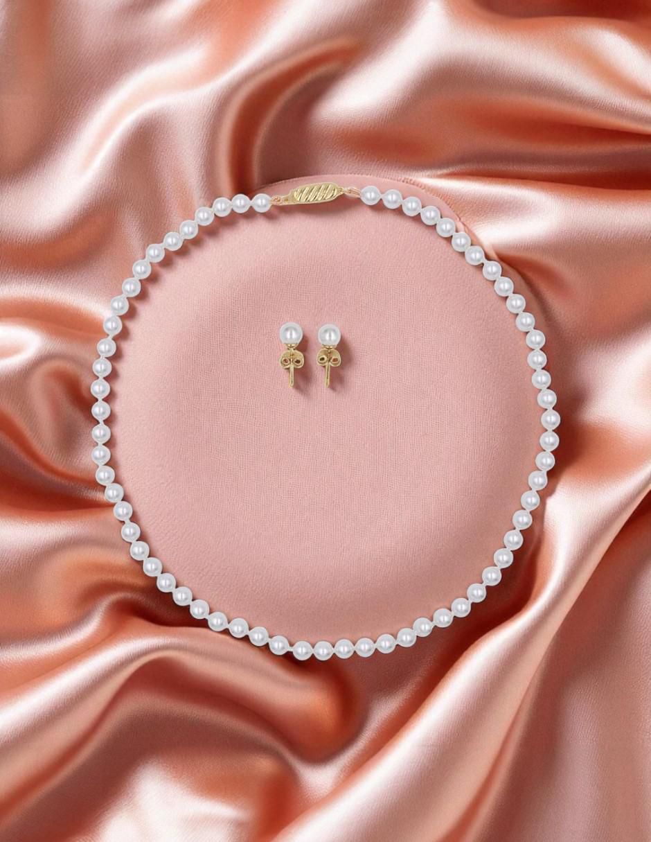 Aretes y collar redondo Perla De Mallorca perla 3
