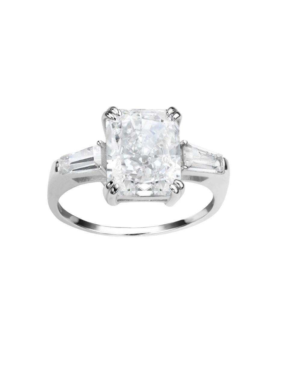 Anillo con gema geométricos Luxury P 925 de plata zirconia pulido