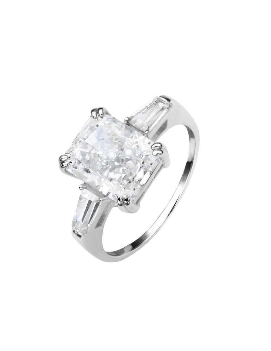 Anillo con gema geométricos Luxury P 925 de plata zirconia pulido