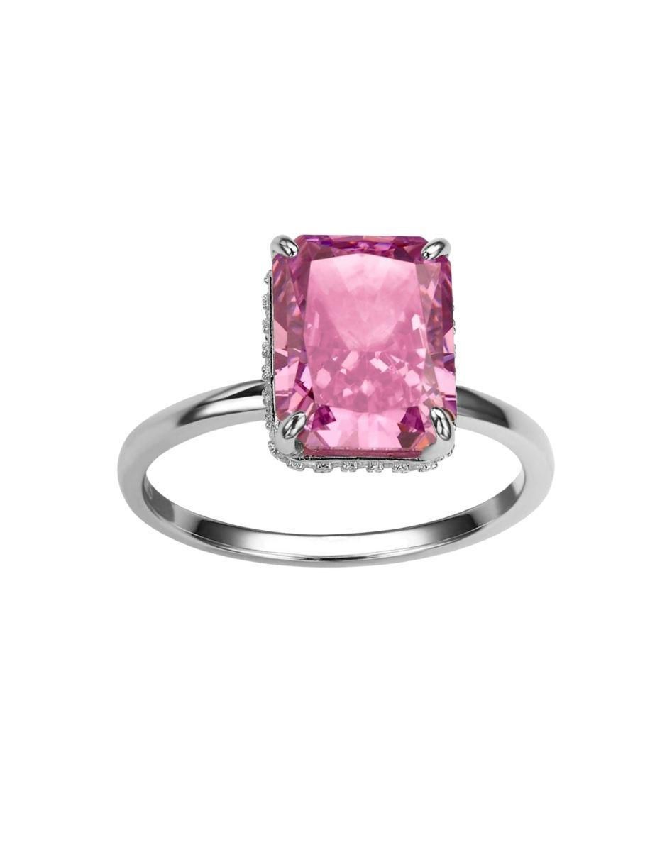 Anillo con gema rectangular Luxury P 925 de plata zirconia pulido Anillo con gema rectangular Luxury P 925 de plata zirconia pulido