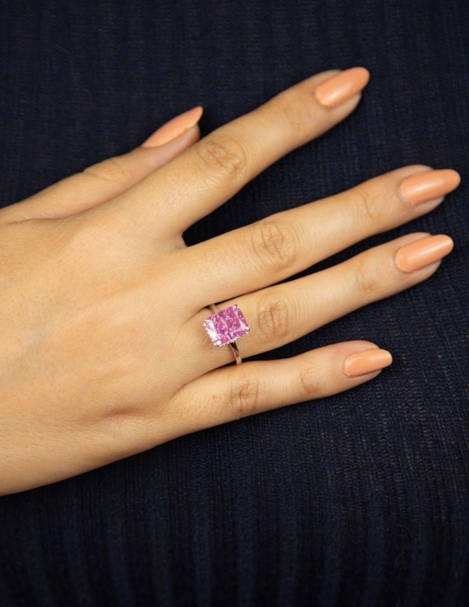Anillo con gema rectangular Luxury P 925 de plata zirconia pulido
