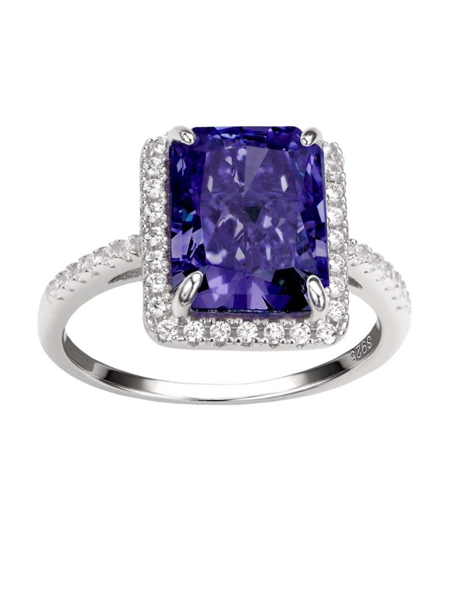 Anillo multi gemas rectangular Luxury P 925 de plata zirconia pavé Anillo multi gemas rectangular Luxury P 925 de plata zirconia pavé