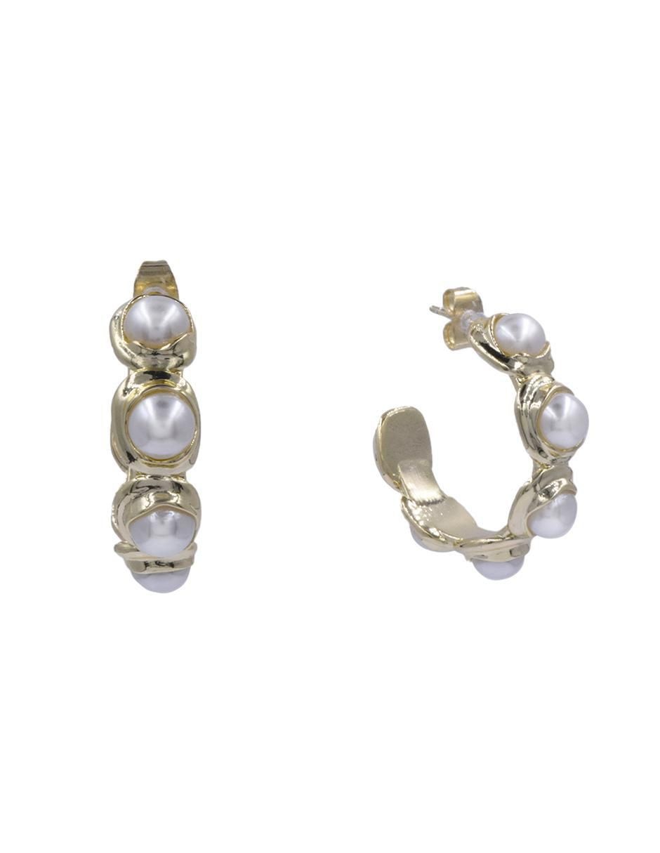 Arracadas 14 K con acabado chapa de oro perla 3