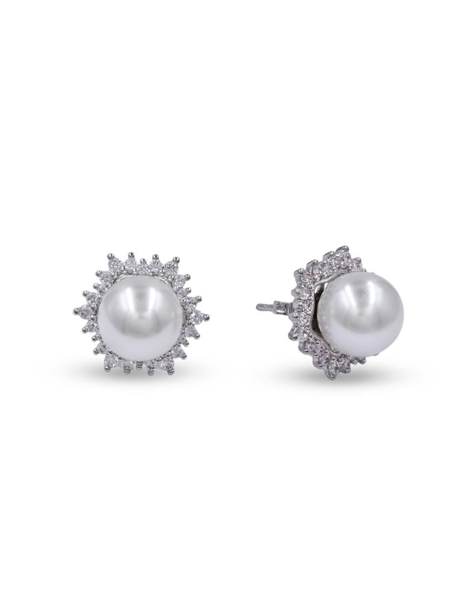 Aretes y collar redondo perla