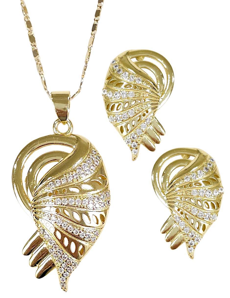 Aretes y collar 18 k zirconia