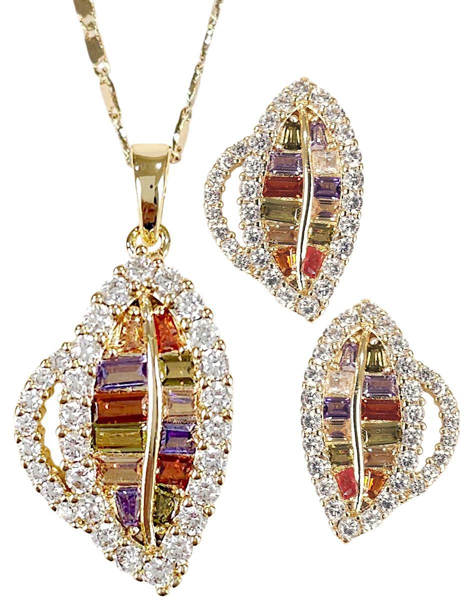 Aretes y collar 18 k zirconia