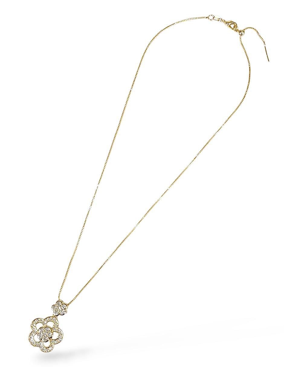 Aretes y collar de flor 18 k zirconia