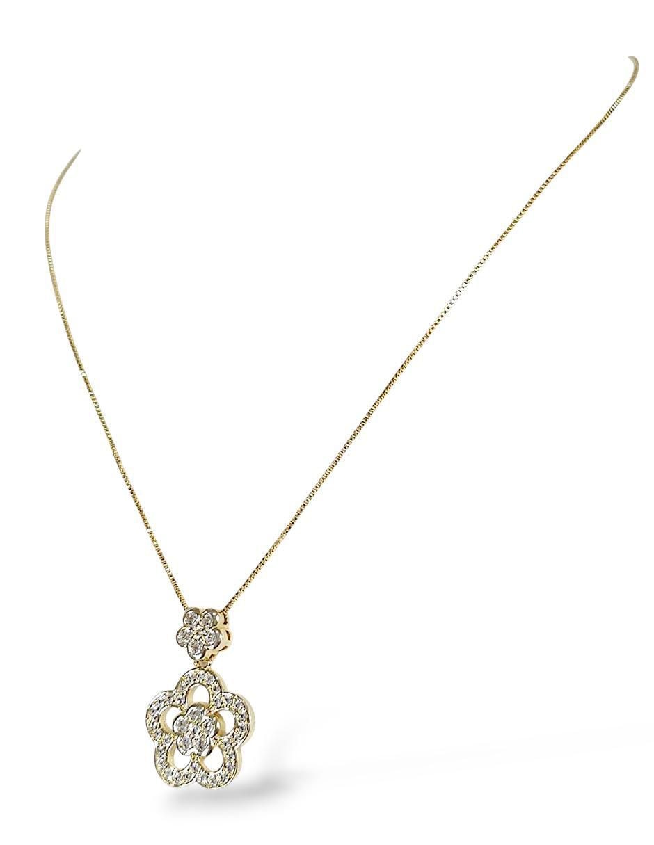 Aretes y collar de flor 18 k zirconia