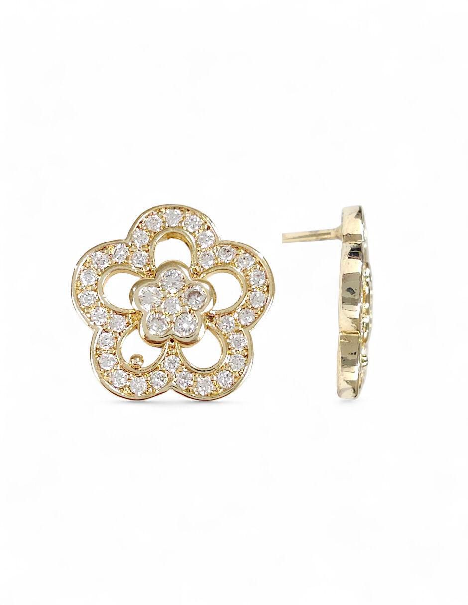 Aretes y collar de flor 18 k zirconia 5