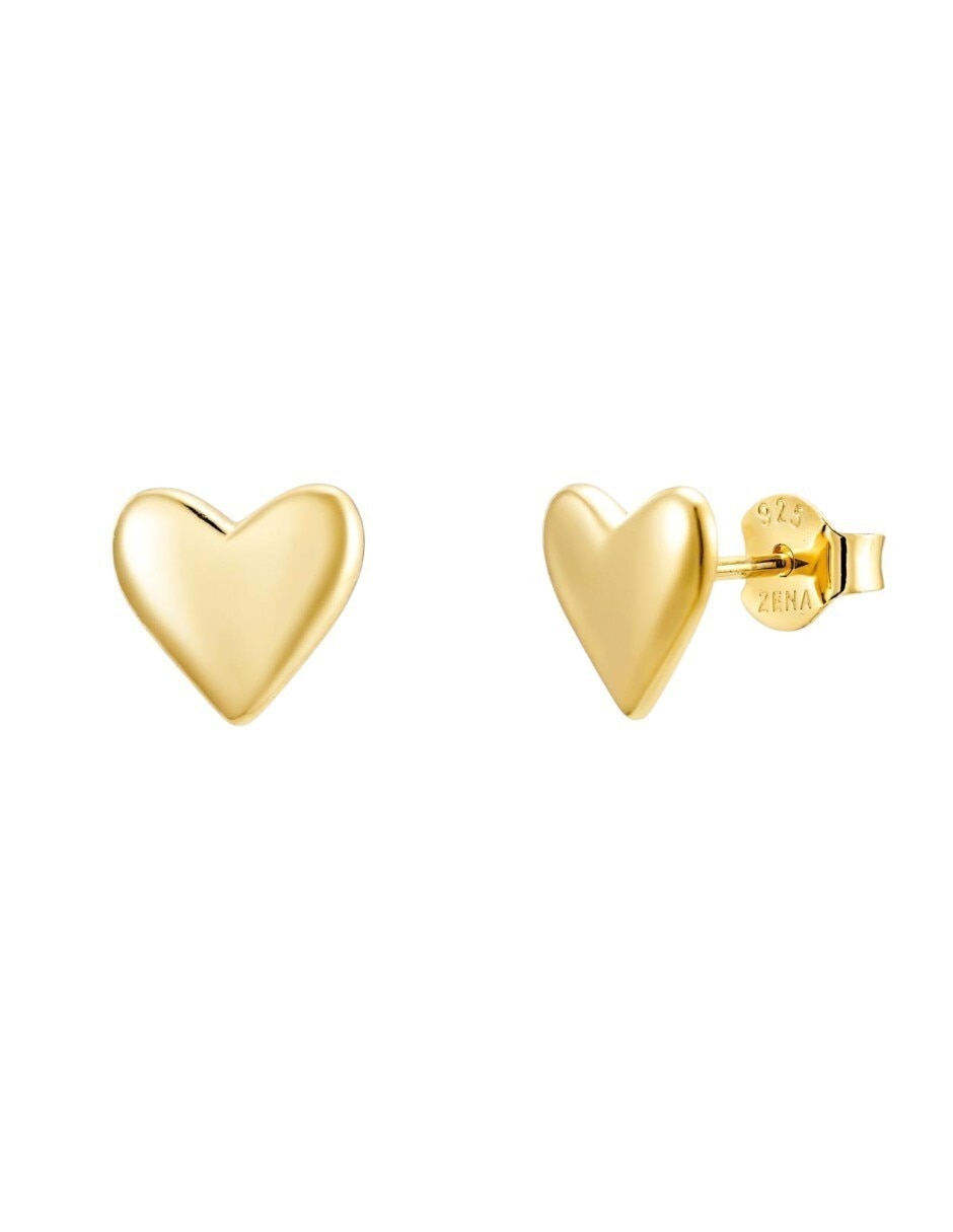 Aretes de corazón de plata P 925 con acabado liso 2
