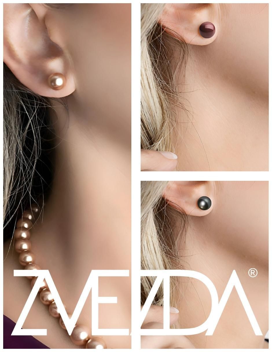 Set de aretes redondos de plata P 925 con acabado brillante 2