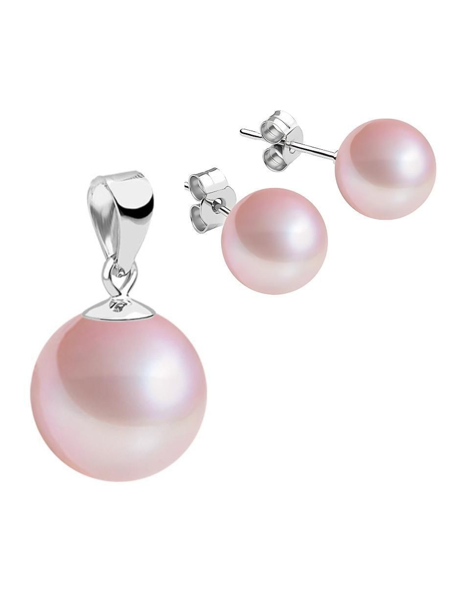 Aretes y collar redondo Éclair de plata p 925 perla de cristal 5