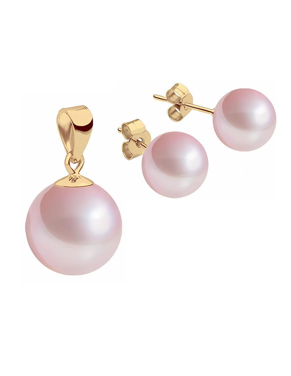 Aretes y collar redondo Éclair 18 k perla de cristal 5