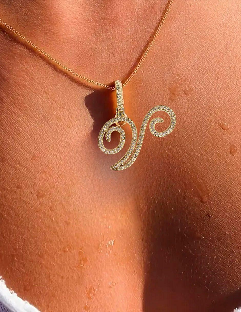 Collar con dije letra a de oro laminado 10 K 3