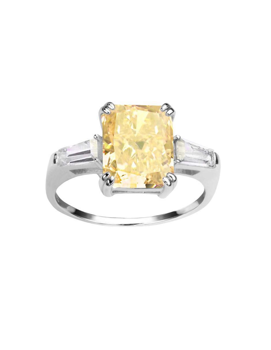 Anillo con gema rectangular Luxury P 925 de plata zirconia pulido Anillo con gema rectangular Luxury P 925 de plata zirconia pulido