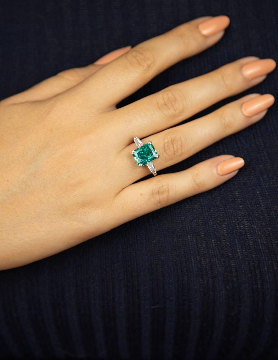 Anillo con gema rectangular Luxury P 925 de plata zirconia pulido