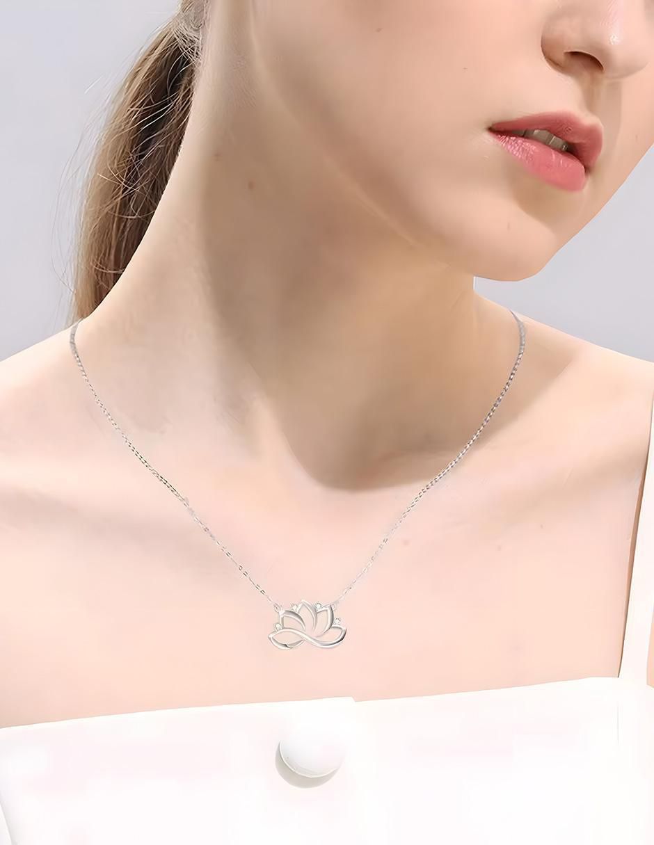 Collar con dije flor Glam Pop de plata P 925 4