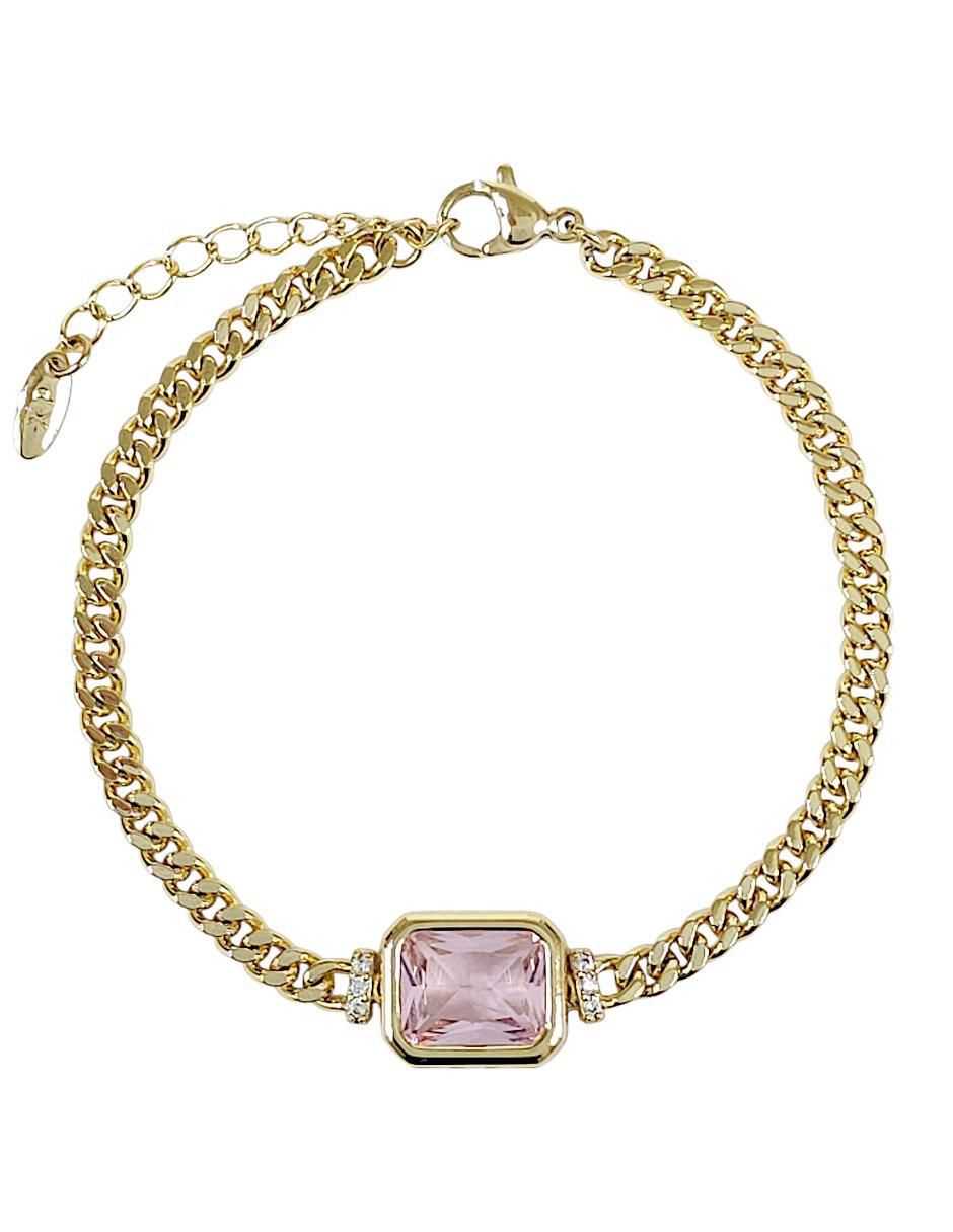 Pulsera con zirconia acabado baño de oro 18 K